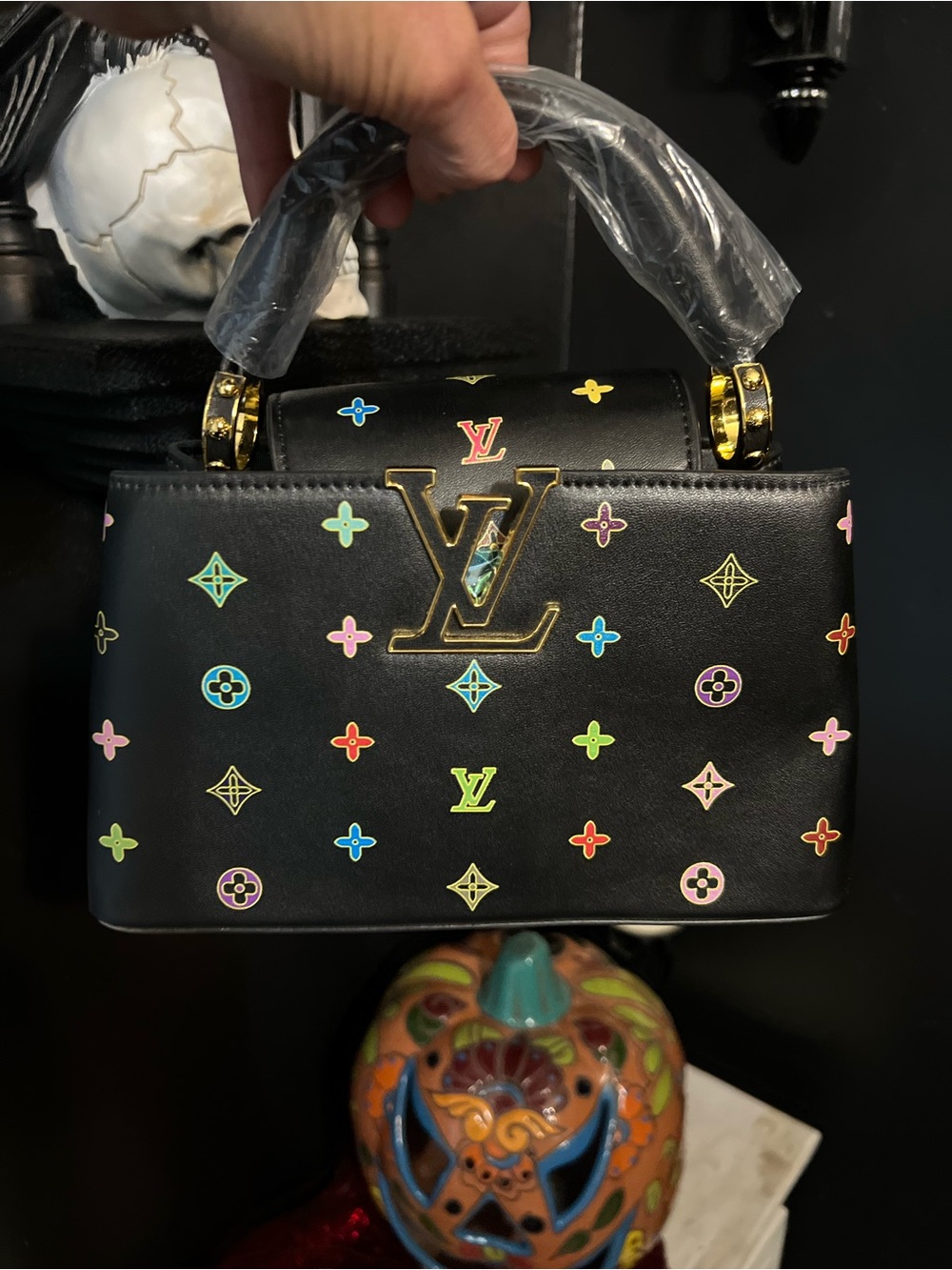 Black Multi color fashion designer tote/shoulder bag-NWOT - Picture 13 of 14